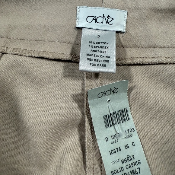 Vintage Cache Pants Womens Size 2 Beige Capri Y2K NWT - Picture 14 of 15